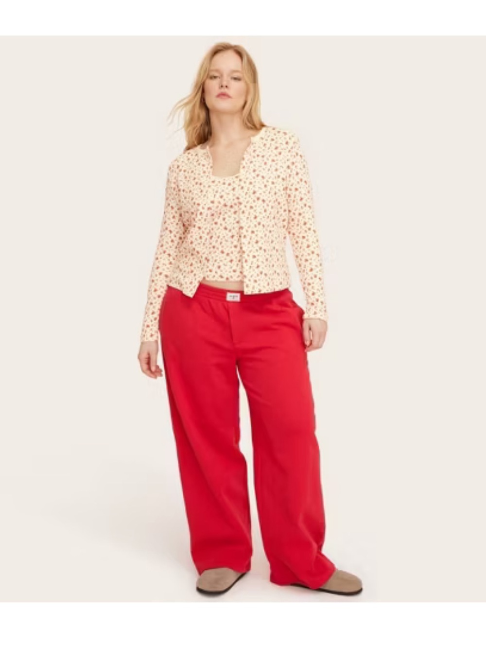 NWT Women's High-Rise Boxer Sweatpants - Parke x Target Red M